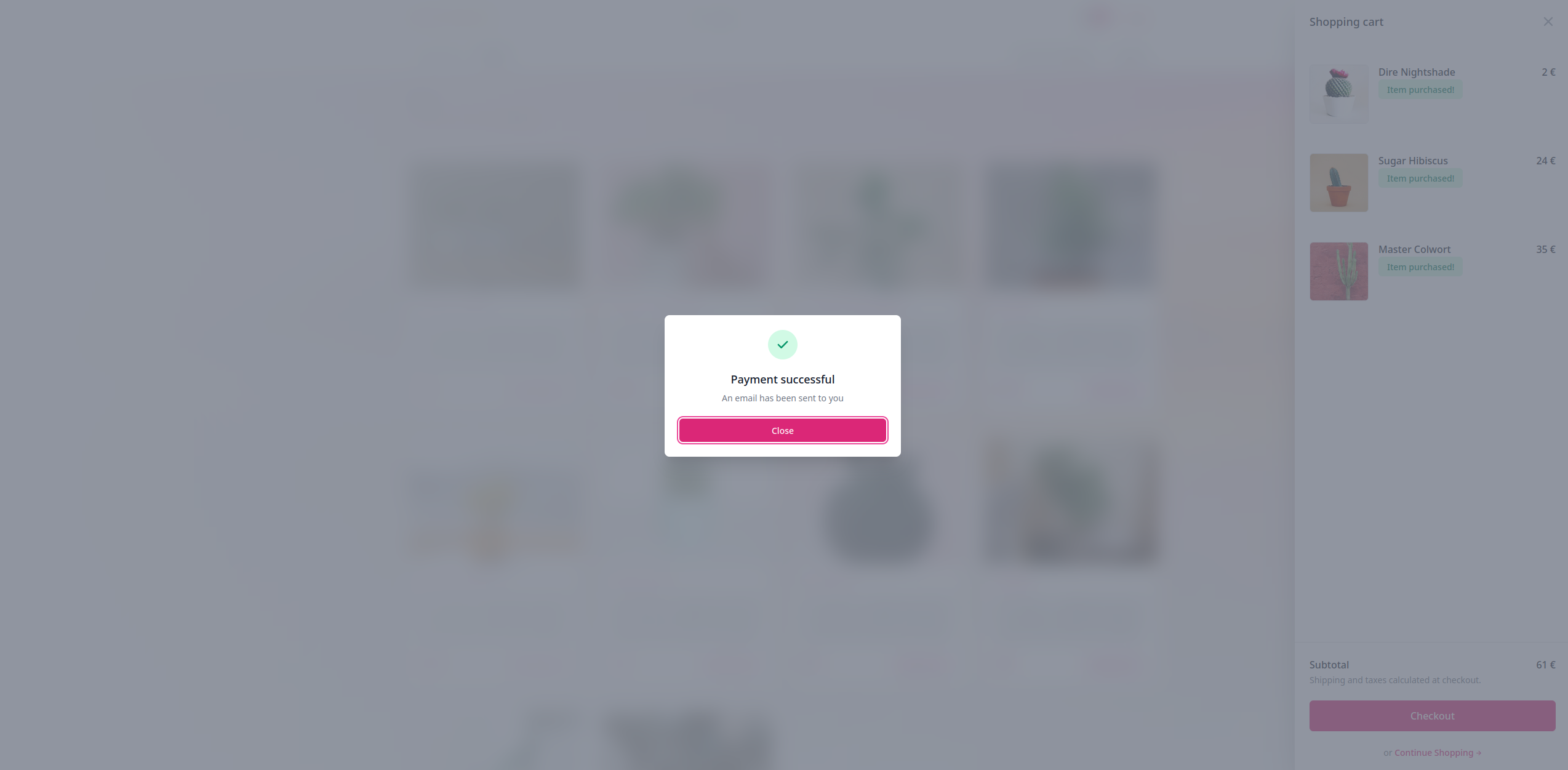 Plantasia payment successful