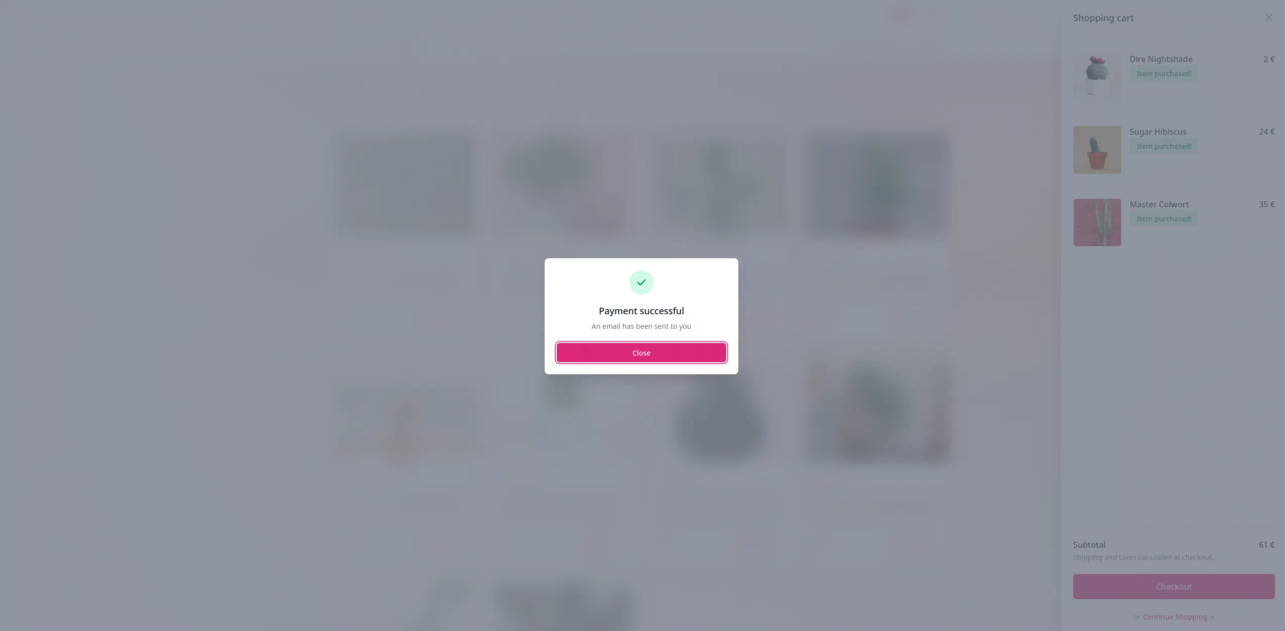 Plantasia payment successful