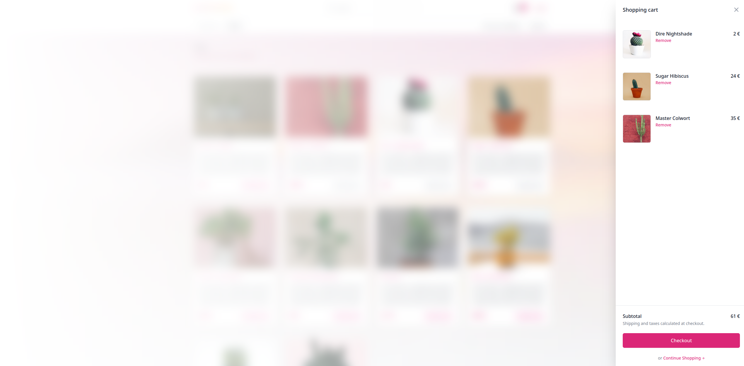 Plantasia shopping cart